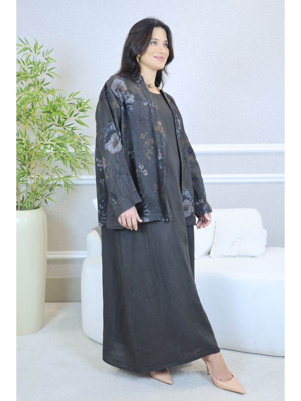 VESTIDO ANA COM CASAQUETO ANA MARROM