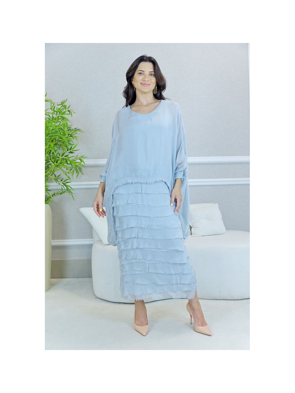 VESTIDO RAINHA CINZA PEROLADO