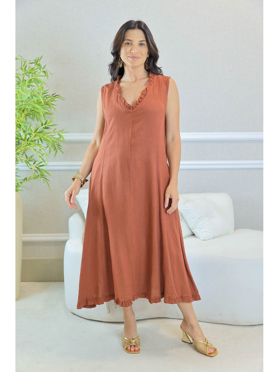 VESTIDO TALITA TELHA