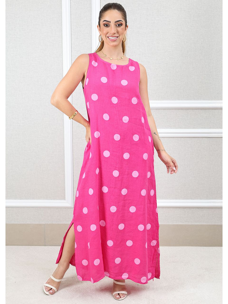 Vestido Amanda Linho Italiano Pink
