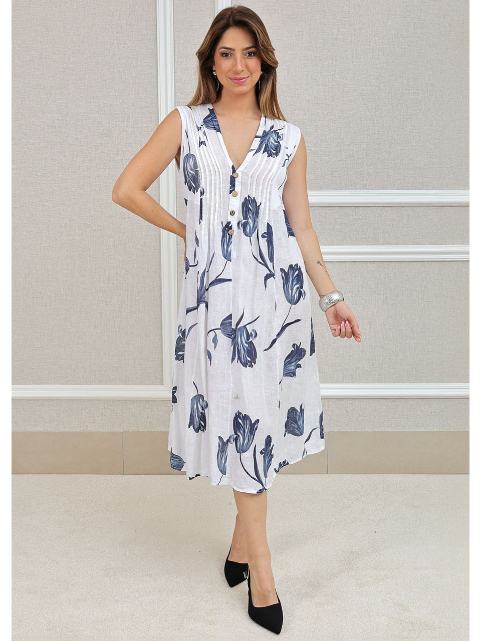 Vestido Manu Linho Italiano Branco .
