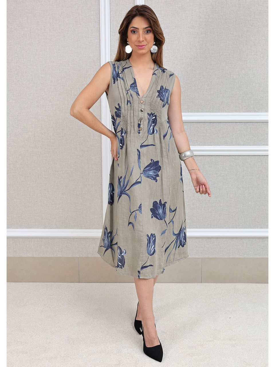 Vestido Manu Linho Italiano Fendi .
