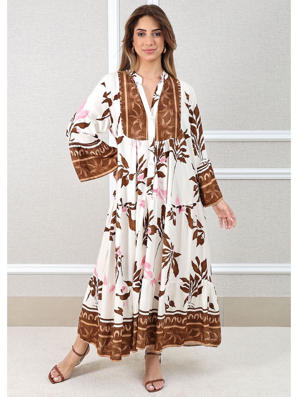 Vestido Fabiana Viscose Italiana Marrom