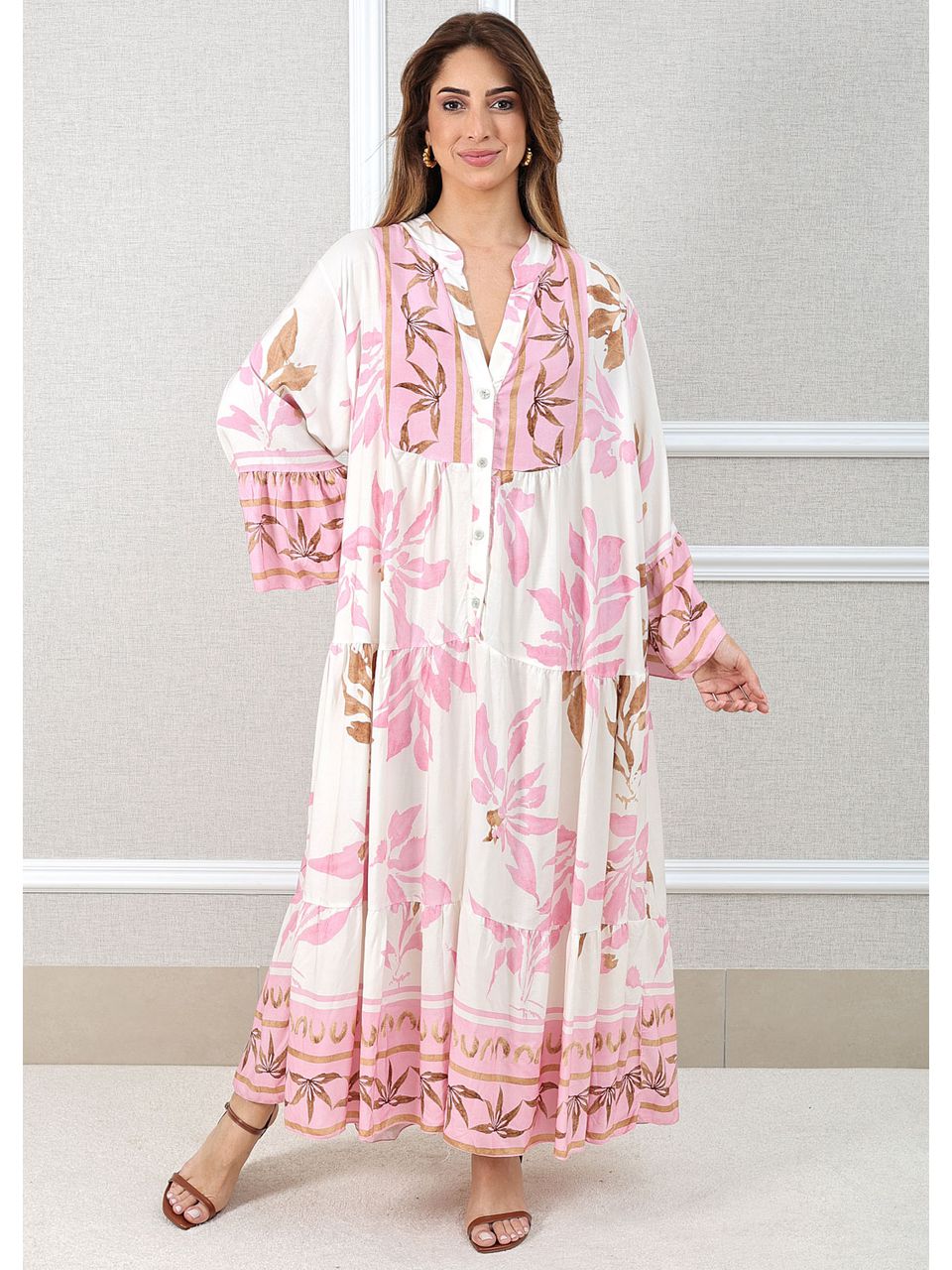 Vestido Fabiana Viscose Italiana Rosa 