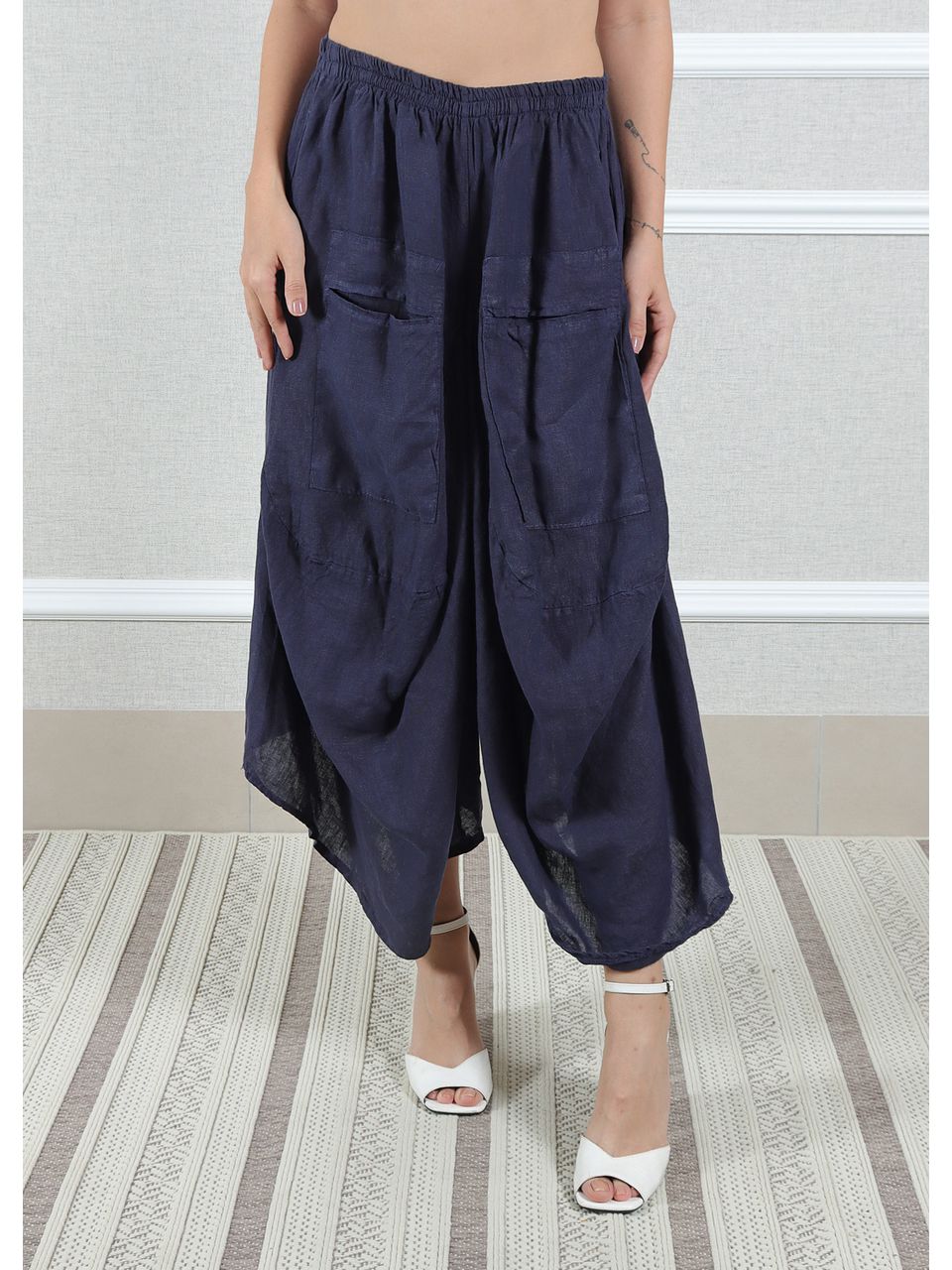 Calça Saruel Linho Italiano Marinho