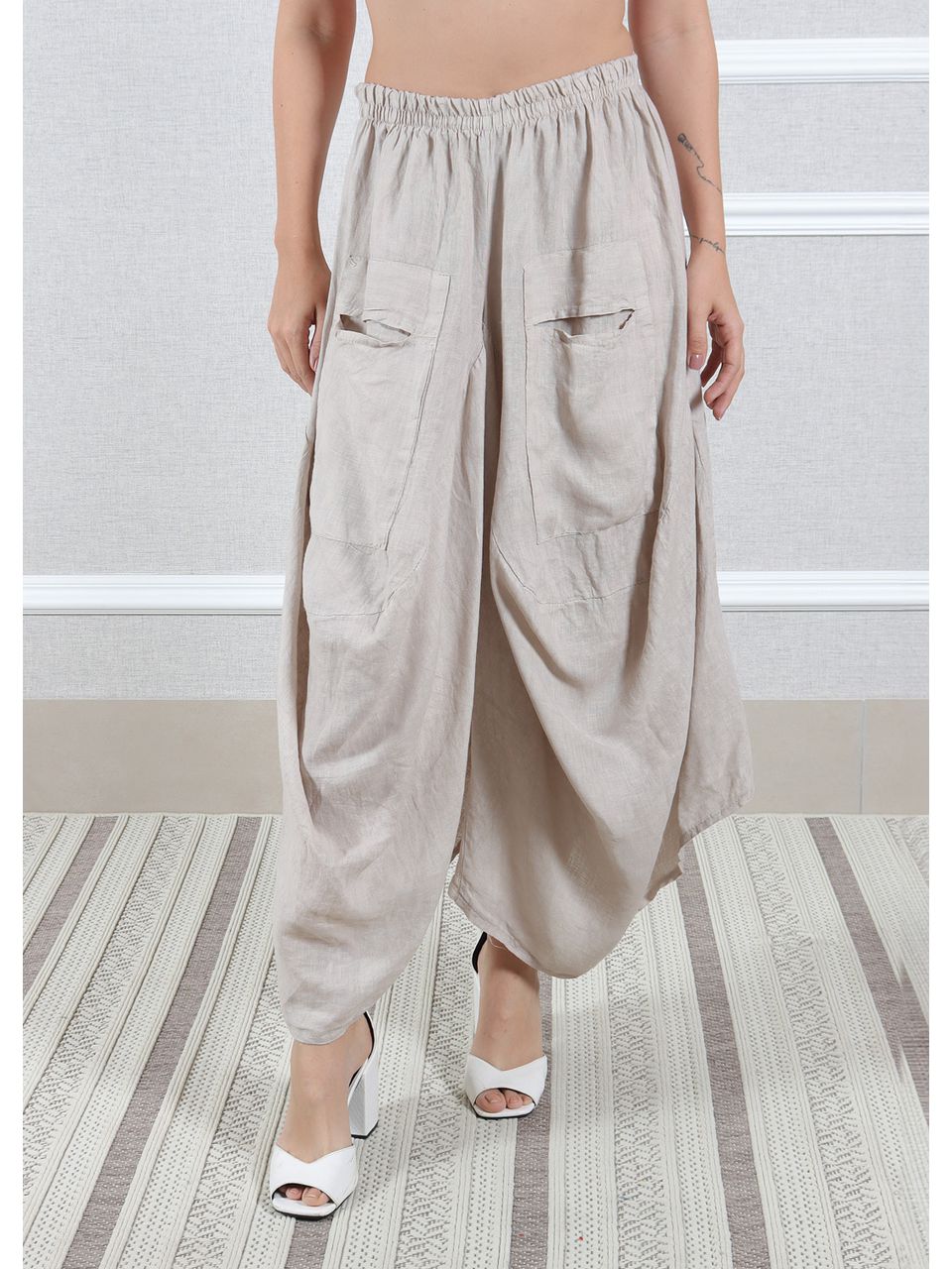 Calça Saruel Linho Italiano Cru
