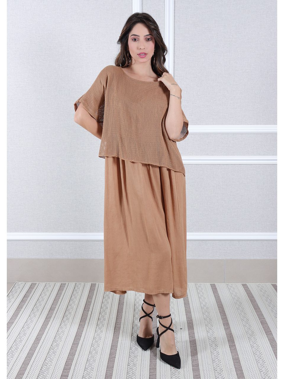 Vestido Melinda Linho Italiano Cappuccino 