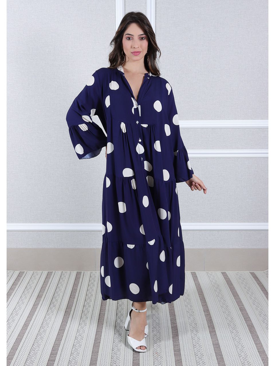 Vestido Bianca Viscose Italiana Marinho .