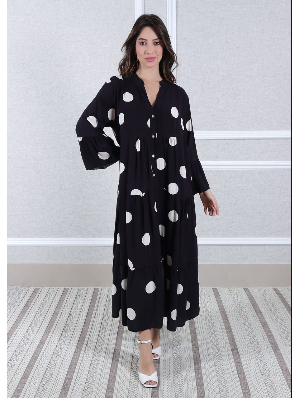 Vestido Bianca Viscose Italiana Preto .