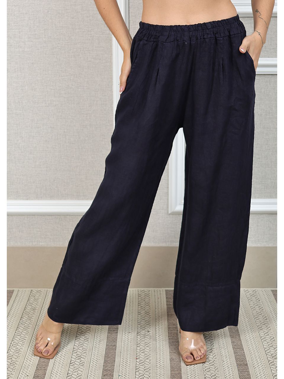 Calça Zara Linho Italiano Marinho