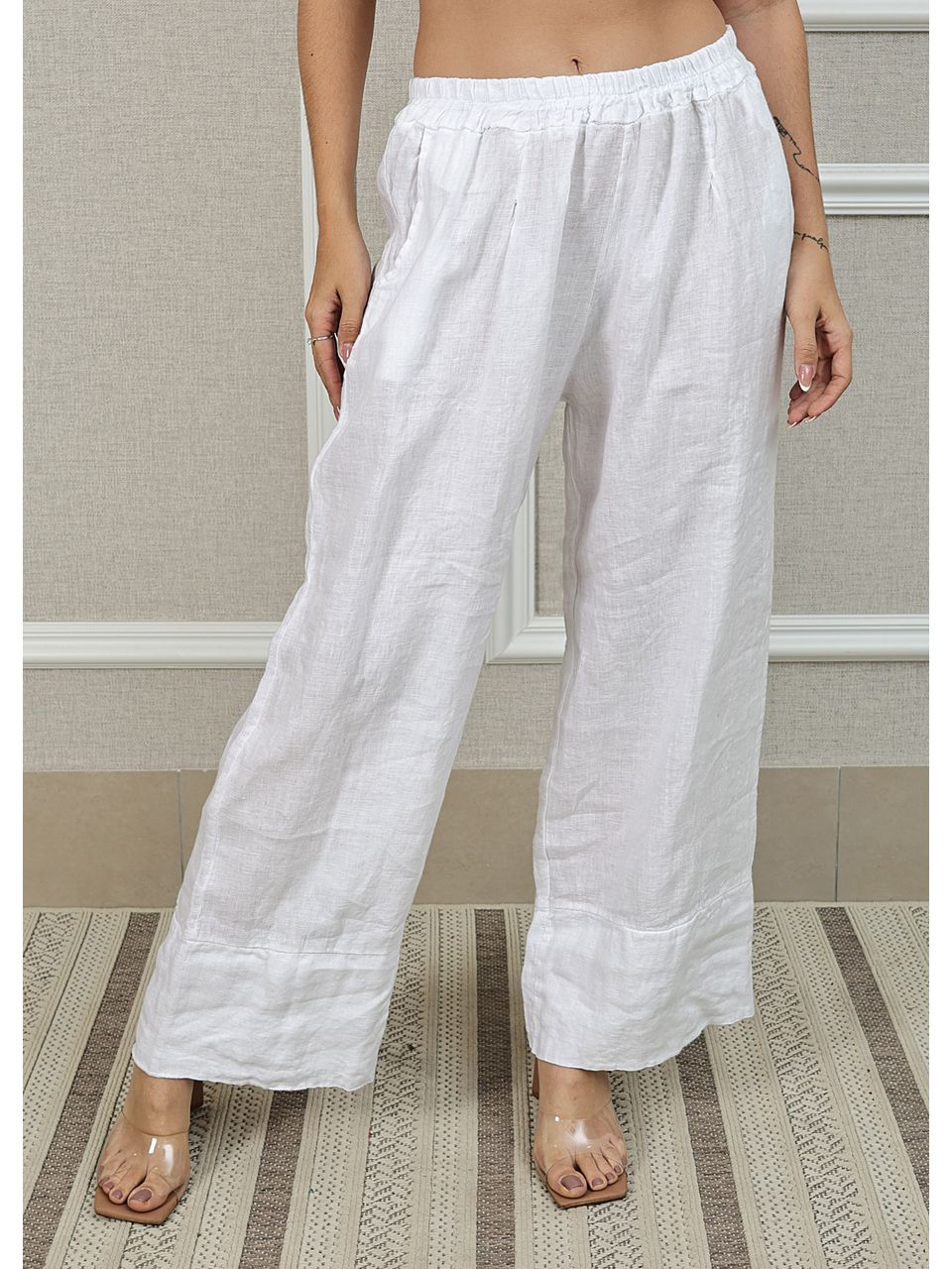 Calça Zara Linho Italiano Branca 
