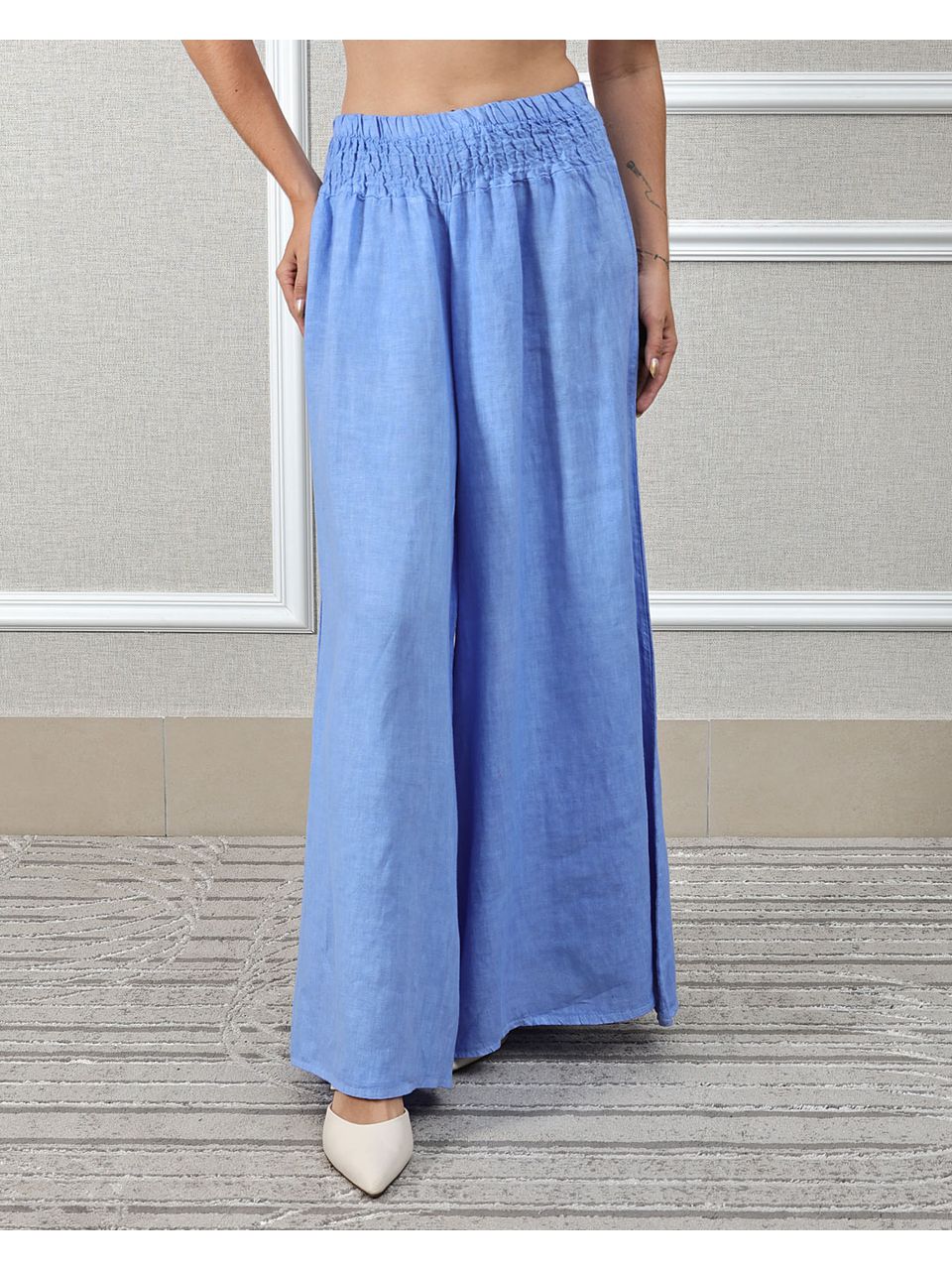 Calça Karina Linho Italiano Azul Hortência 