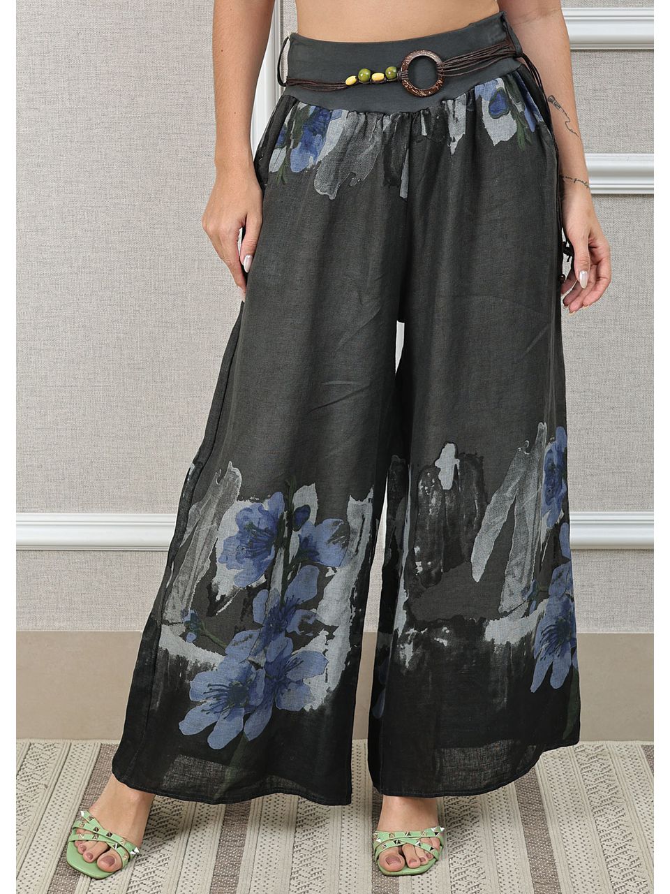 Calça Andrea Linho Italiano Chumbo