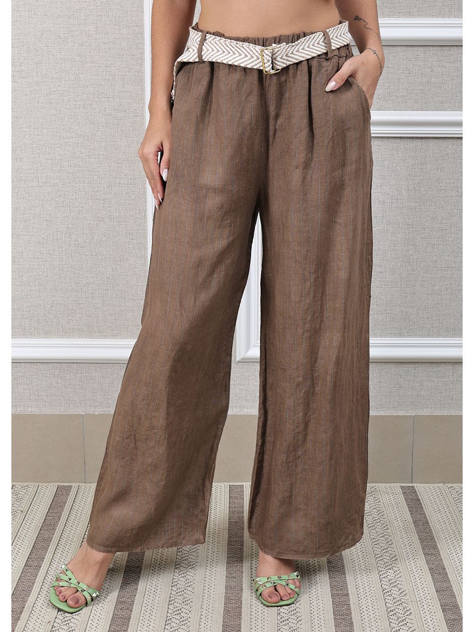 Calça Palmira Linho Italiano Caramelo