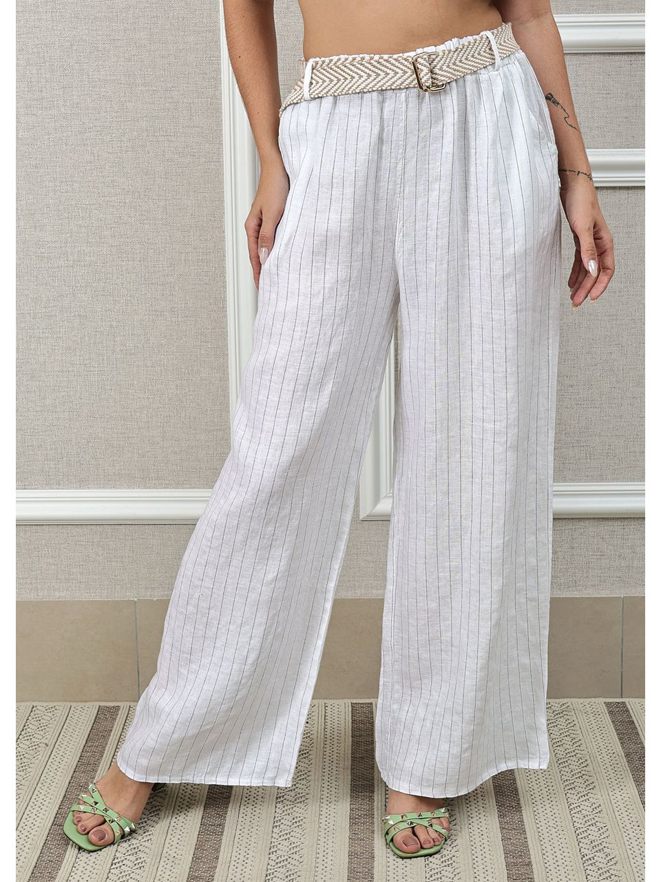 Calça Palmira Linho Italiano Branca