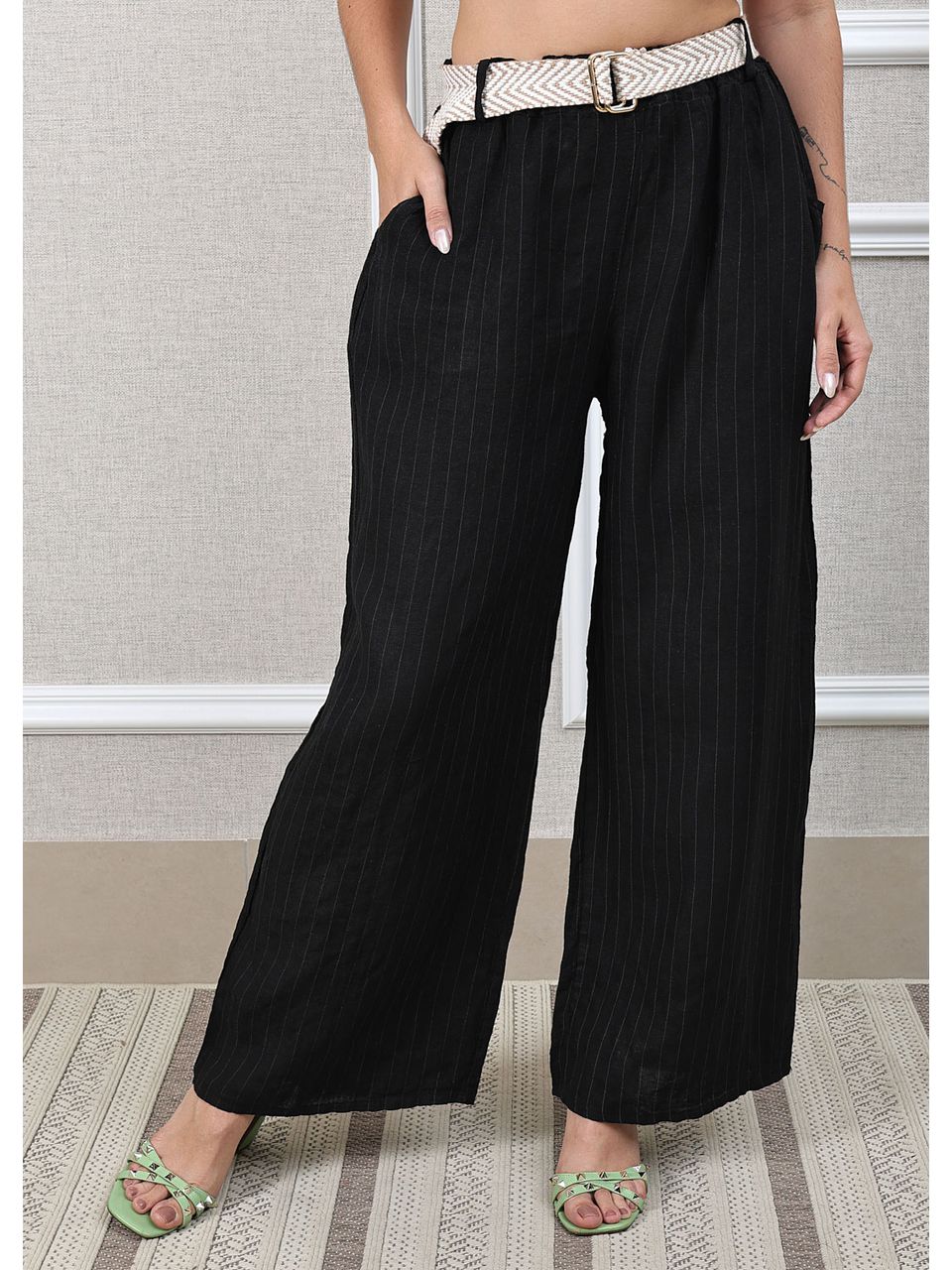 Calça Palmira Linho Italiano Preto