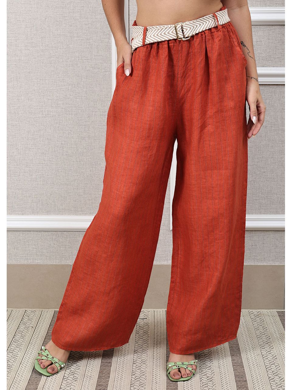 Calça Palmira Linho Italiano Terracota