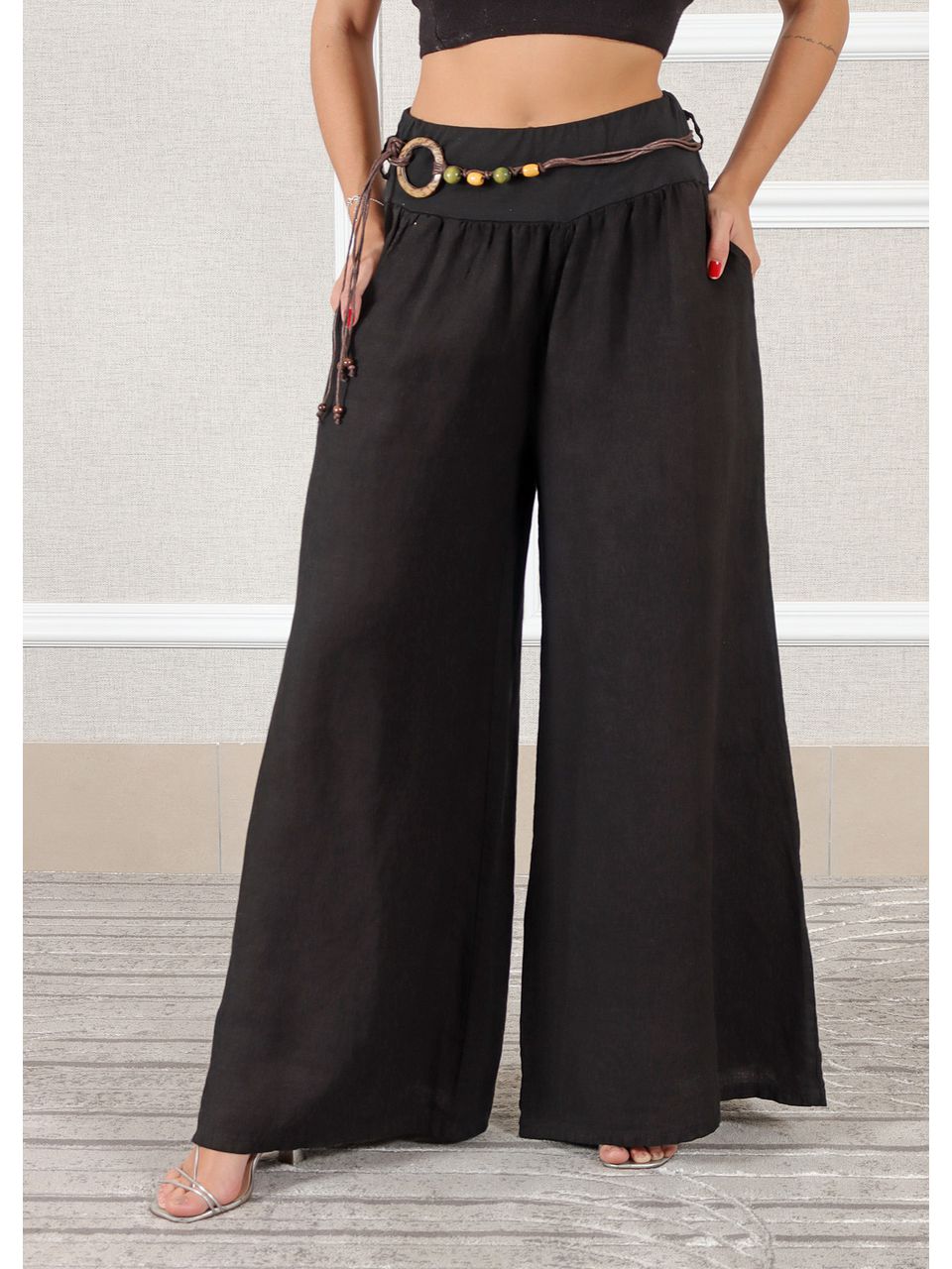 Calça Oliva Linho Italiano Preta