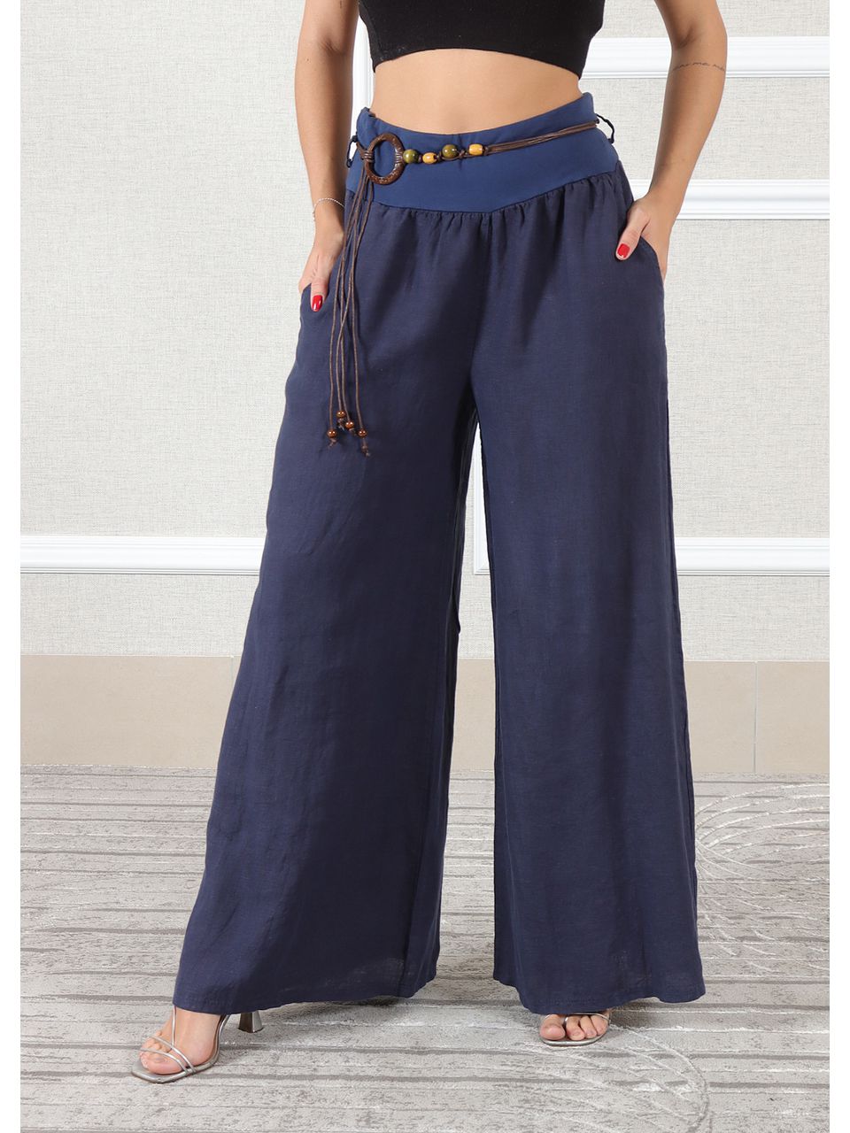 Calça Oliva Linho Italiano Azul Marinho