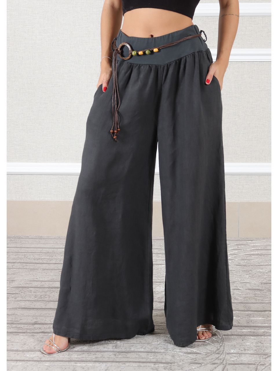 Calça Oliva Linho Italiano Chumbo