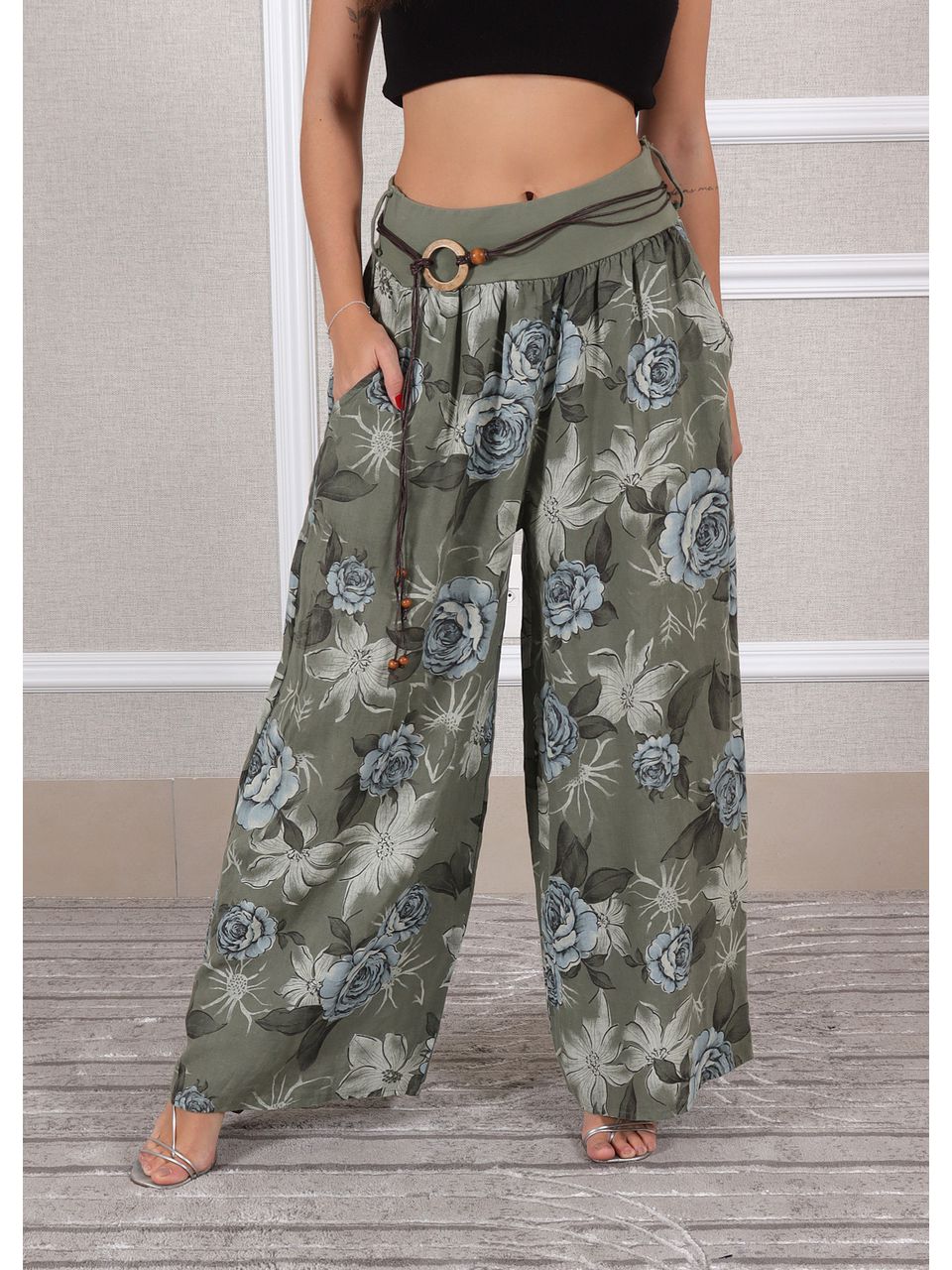 Calça Bonnie Linho Italiano Verde Militar
