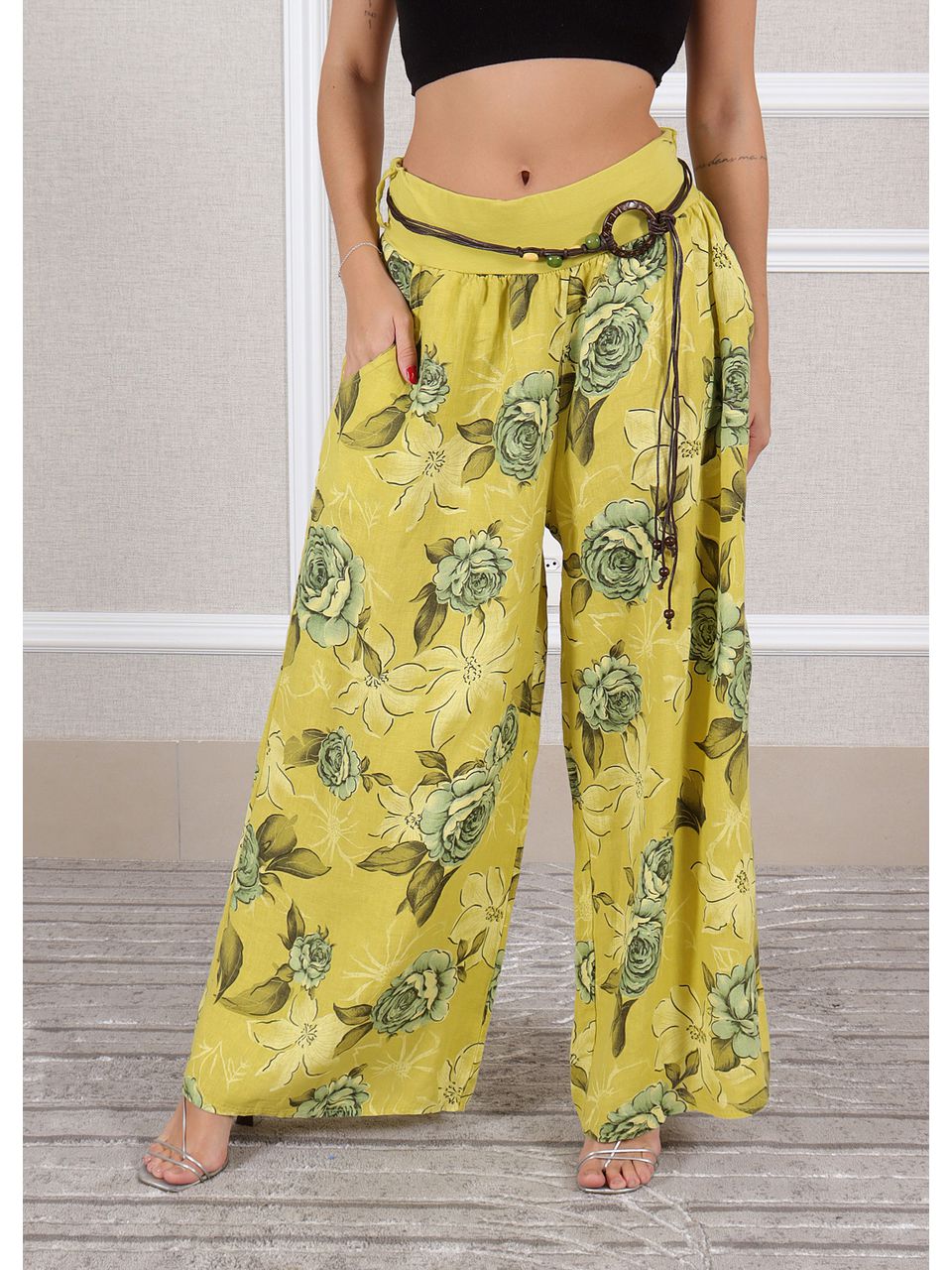 Calça Bonnie Linho Italiano Mostarda