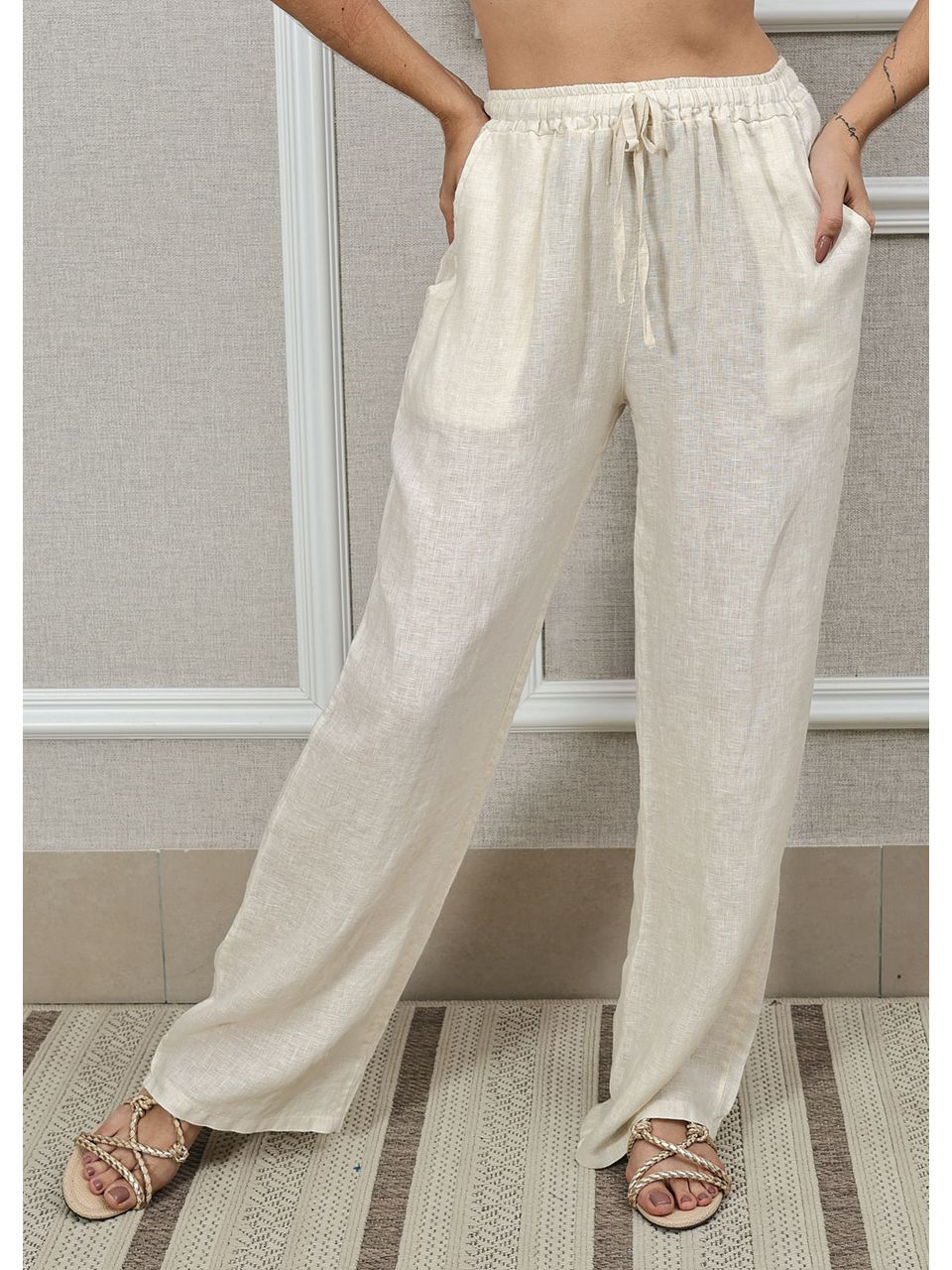 Calça Jane Linho Italiano Off White