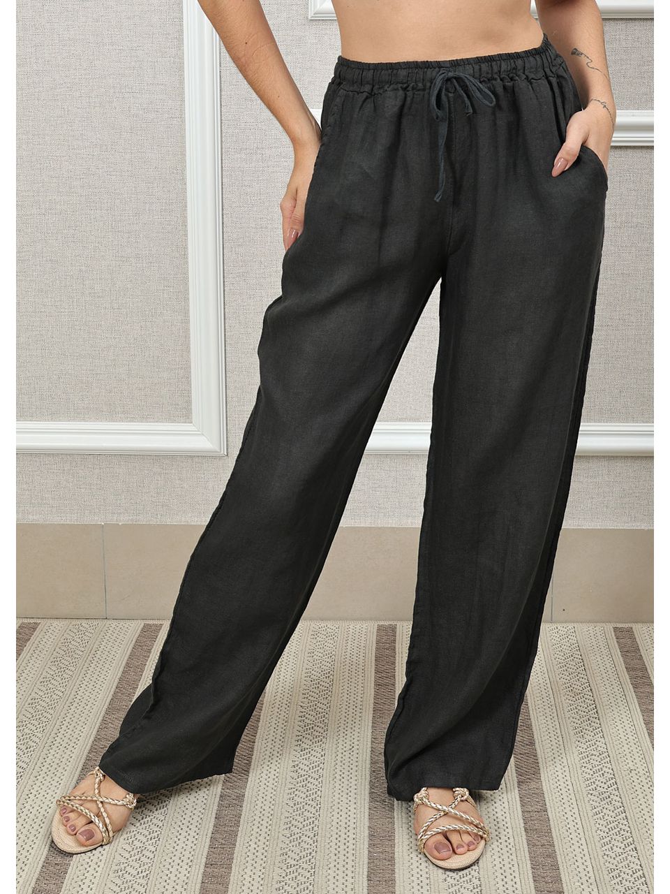 Calça Jane Linho Italiano Chumbo