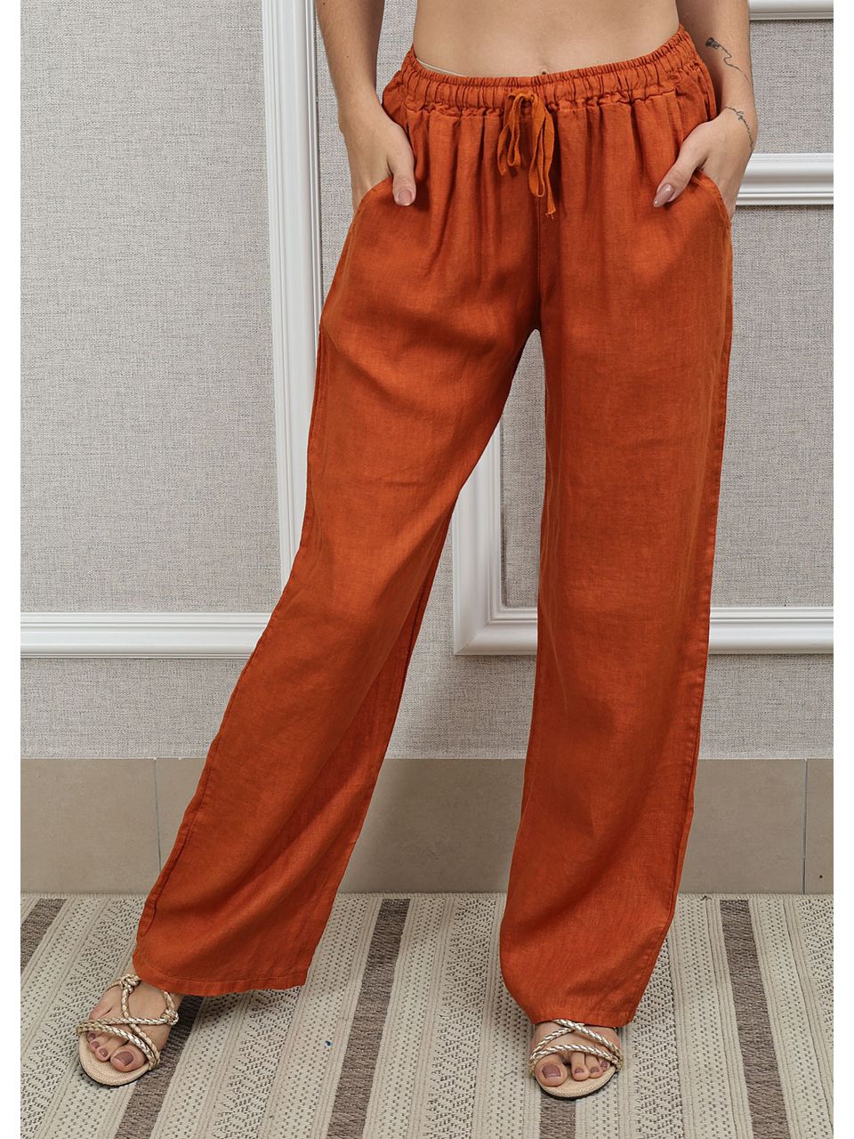 Calça Jane Linho Italiano Terracota