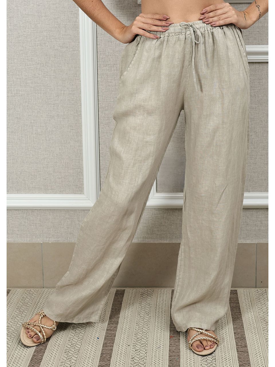 Calça Jane Linho Italiano Bege