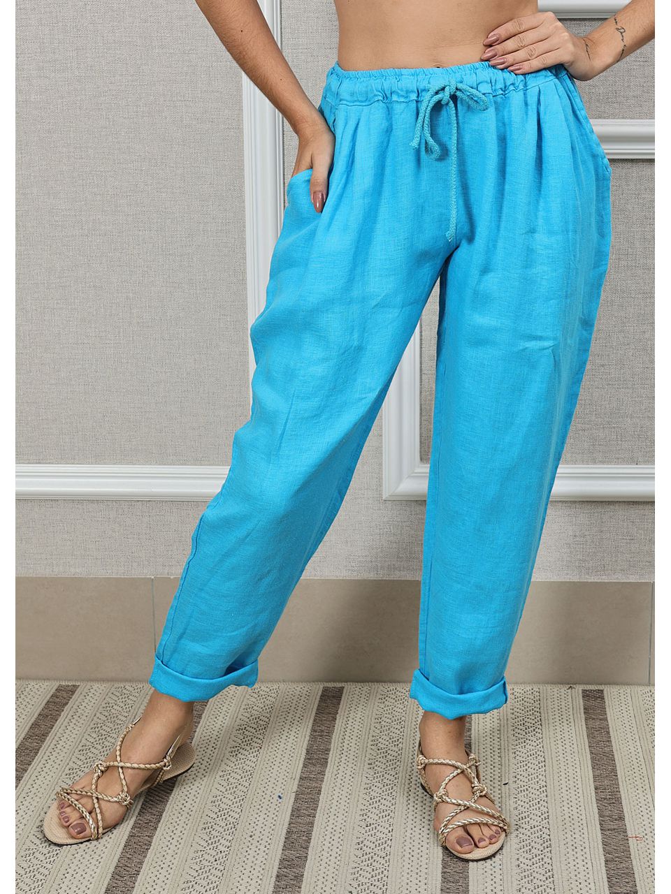 CALÇA CLÁSSICA AZUL TURQUESA