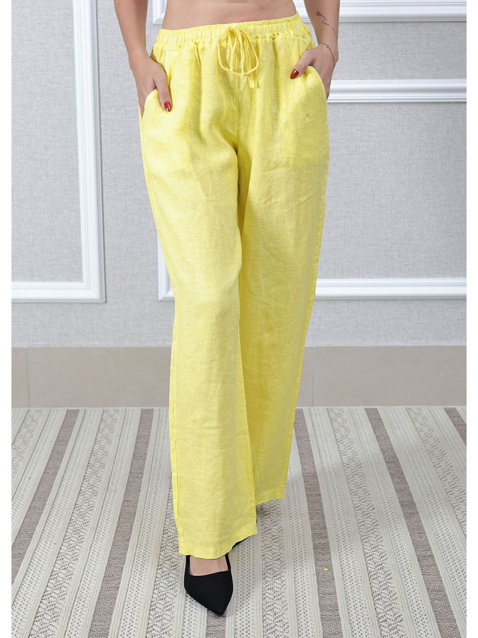 Calça Jane Linho Italiano Amarelo