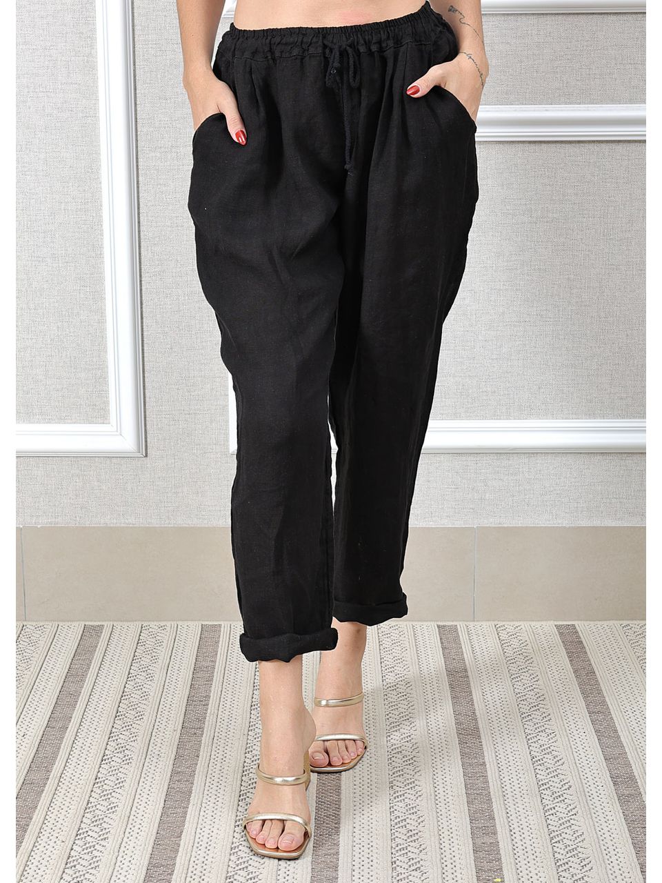 Calça Clássica Linho Italiano Preto