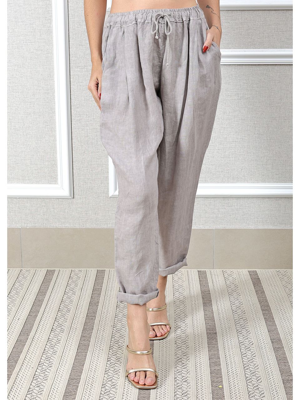Calça Clássica Linho Italiano Fendi