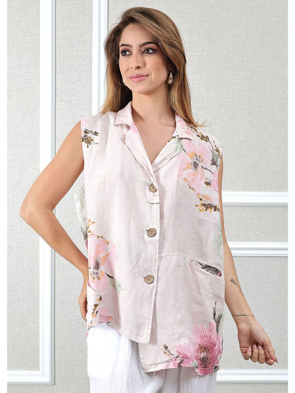 Vestido Luana Linho Italiano Fendi .