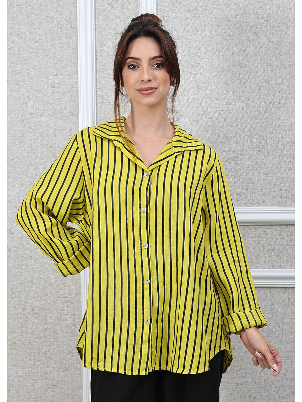Camisa Monica Linho Italiano Amarelo