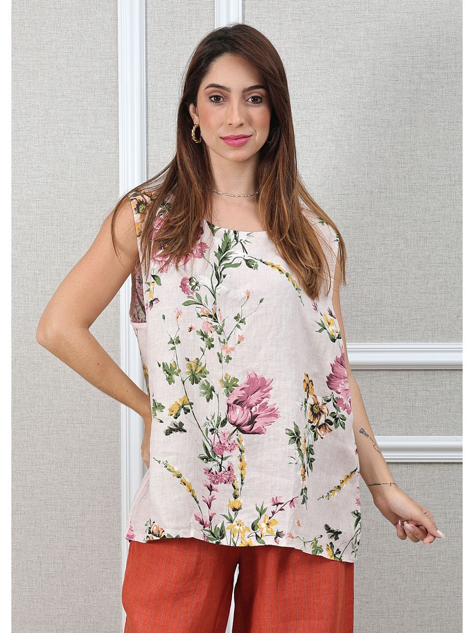 Regata Natalia Linho Italiano Rosa Bebe