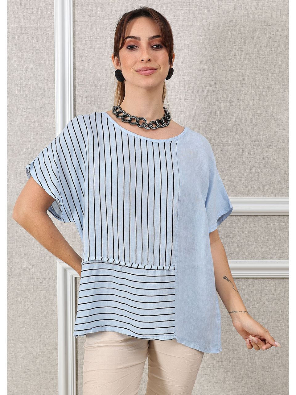Bata Emma Linho Italiano Azul Bebe