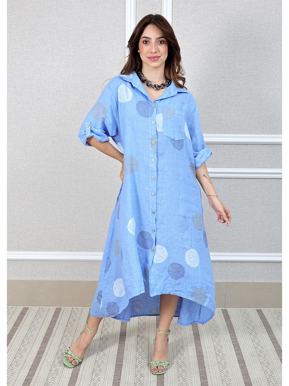 Chemise Tati Linho Italiano Azul Hortência
