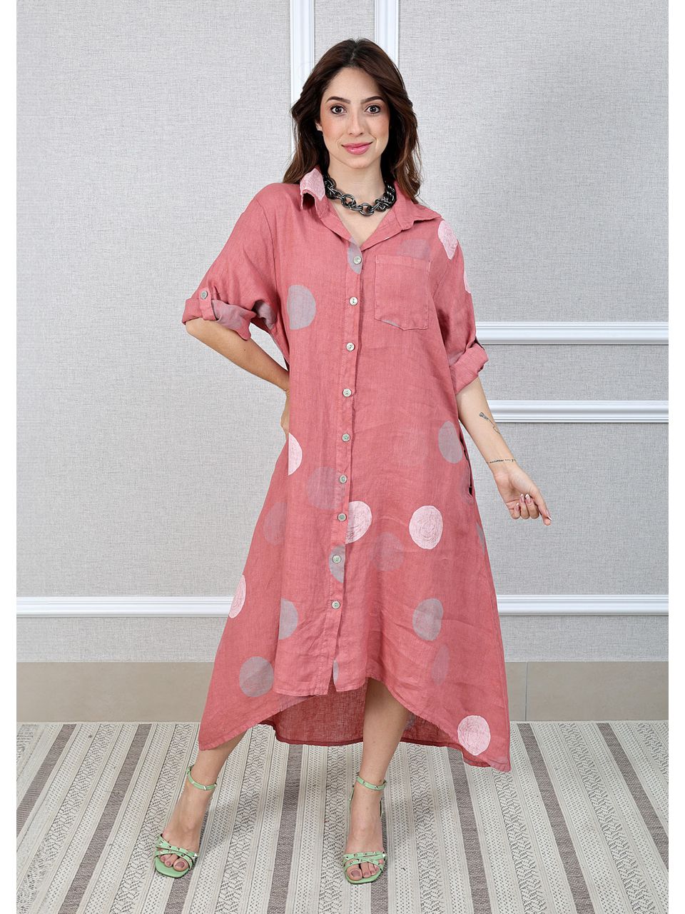 Chemise Tati Linho Italiano Goiaba 