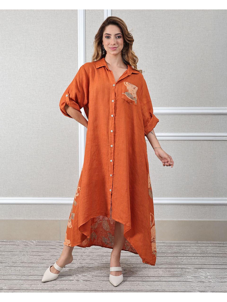 Chemise Melanie Linho Italiano Terracota