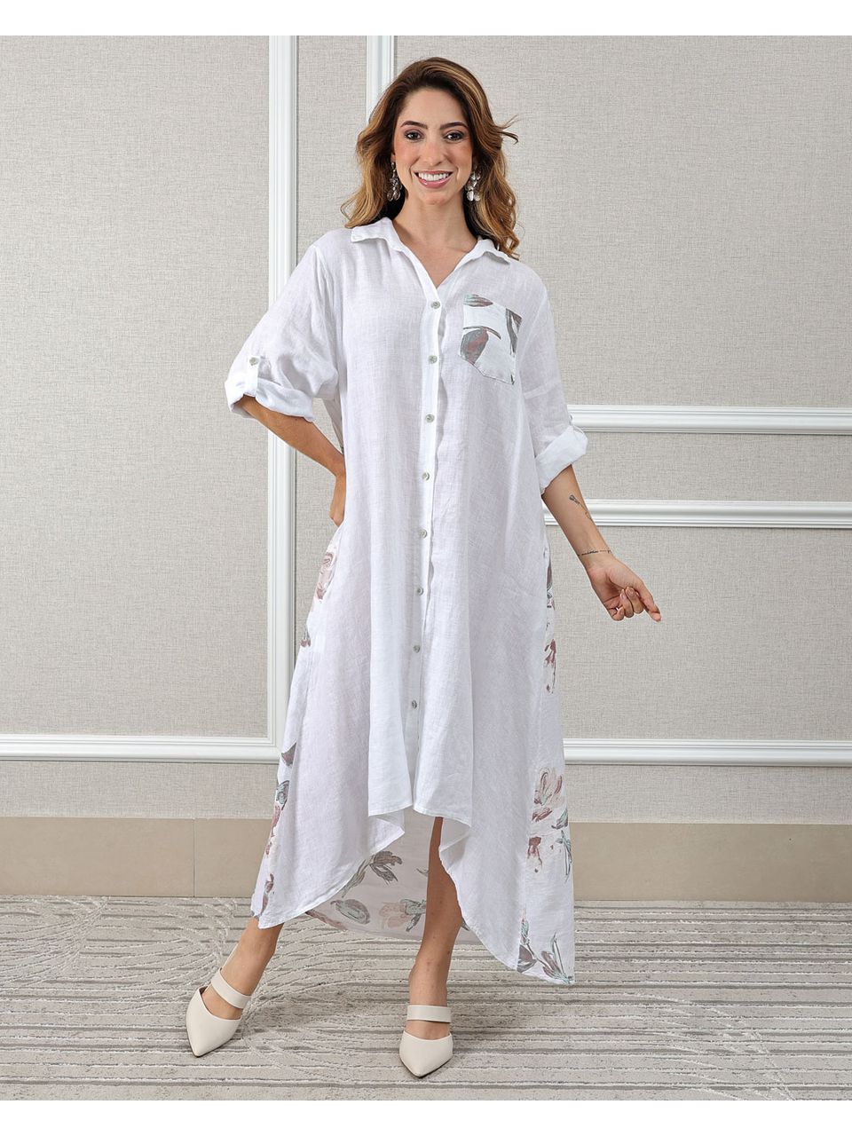 Chemise Melanie Linho Italiano Branco