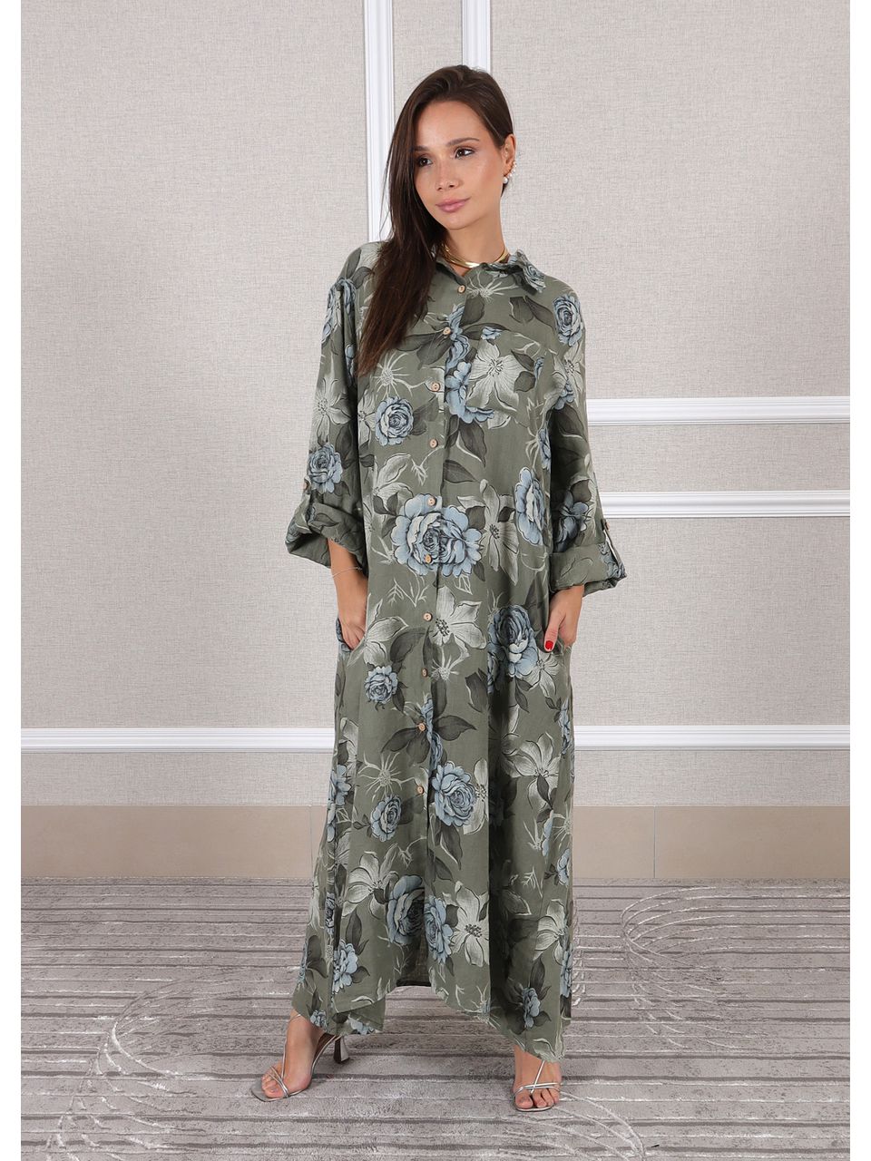 Chemise Luiza Linho Italiano Verde Militar