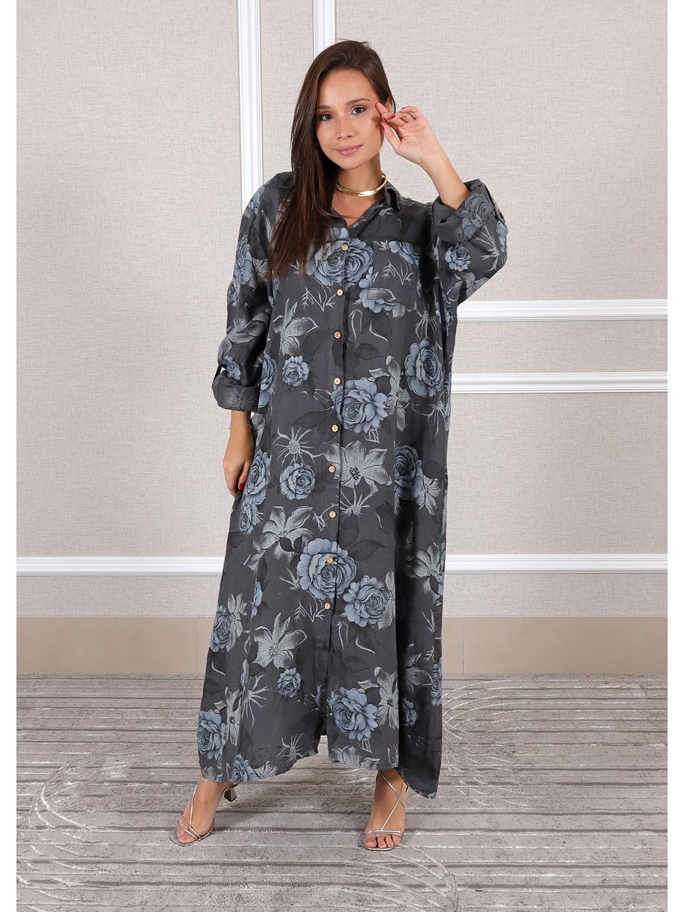 Chemise Luiza Linho Italiano Chumbo