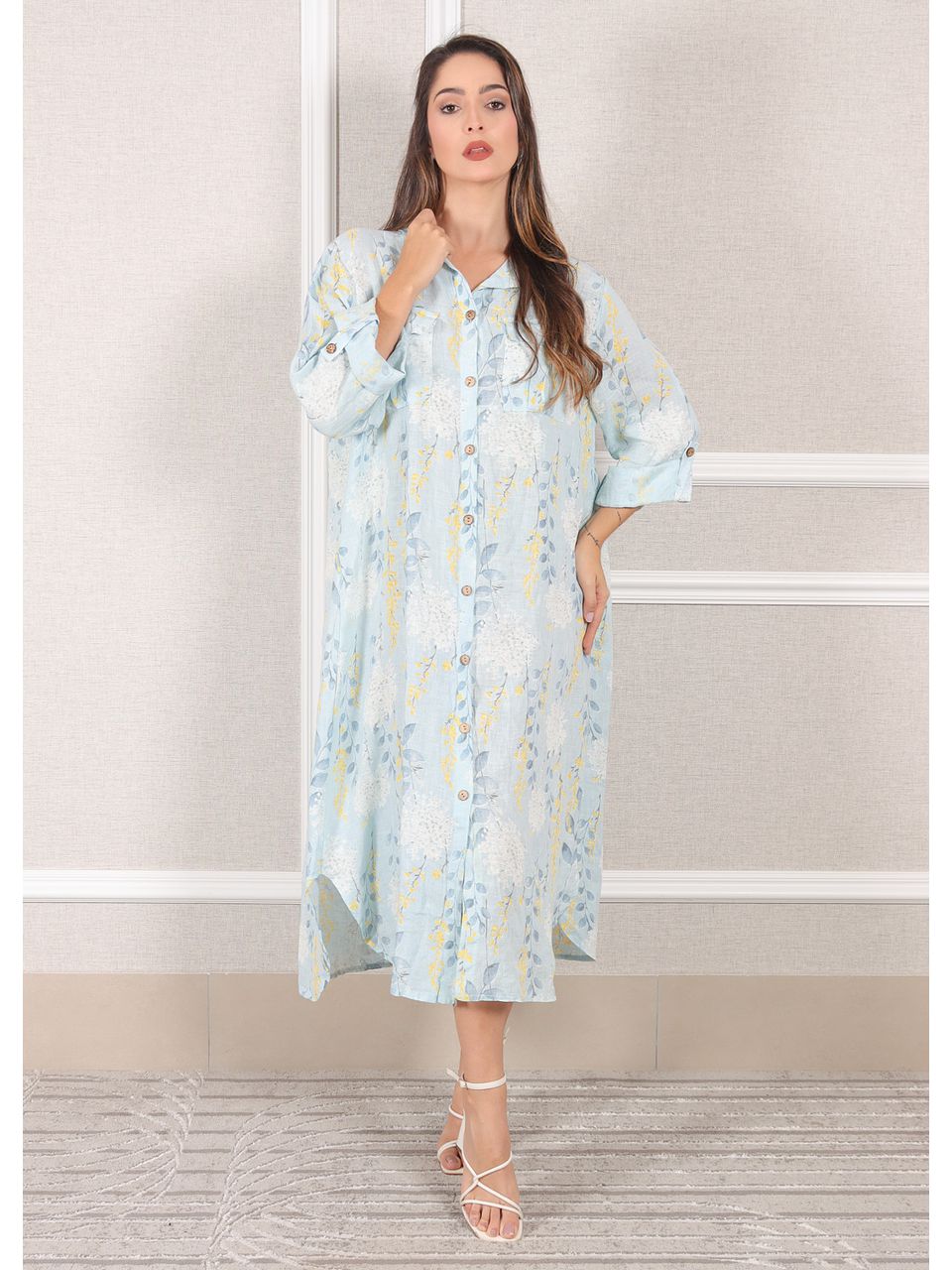 Chemise Agnes Linho Italiano Azul Bebe