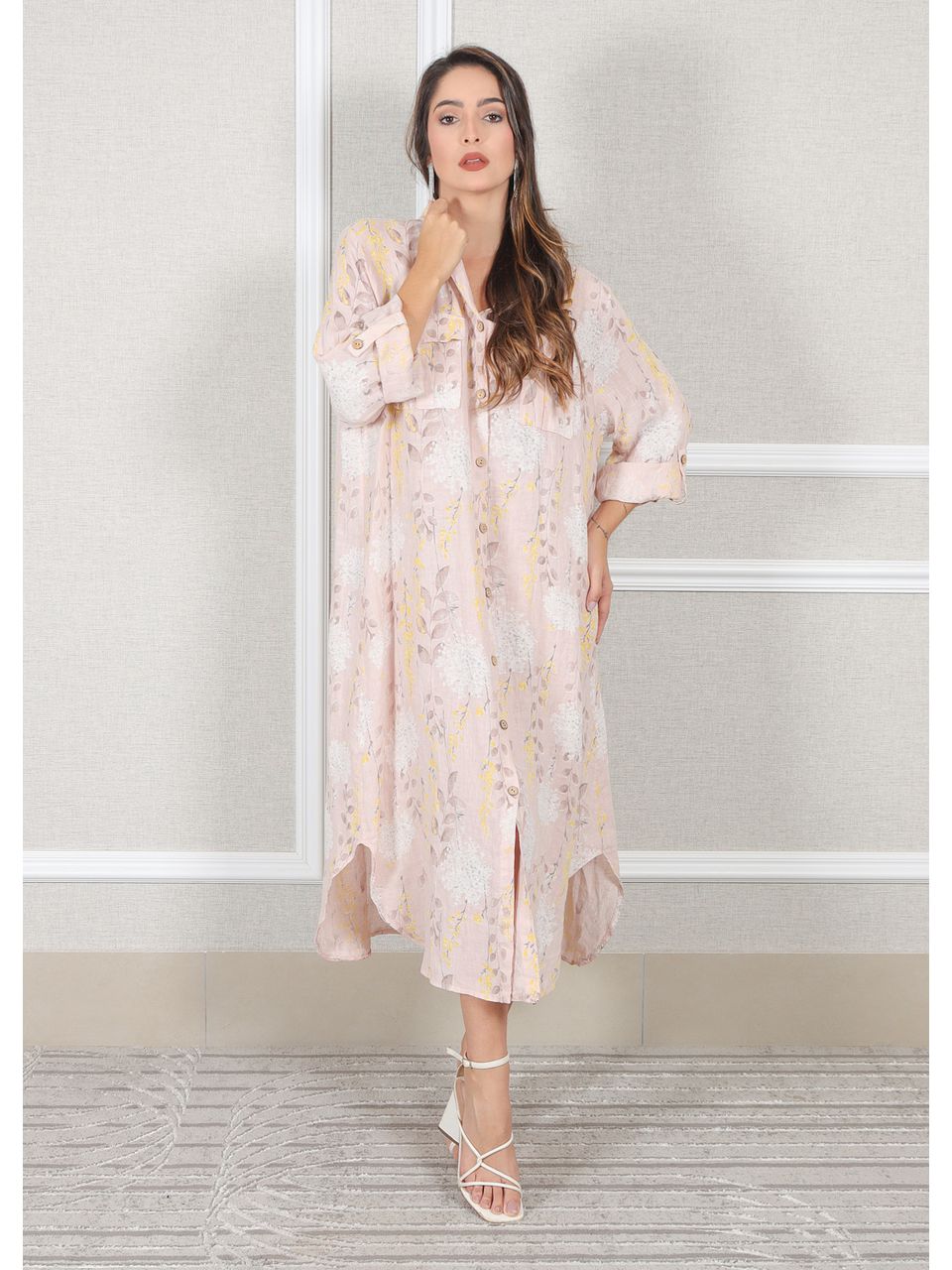 Chemise Agnes Linho Italiano Rosa Bebe
