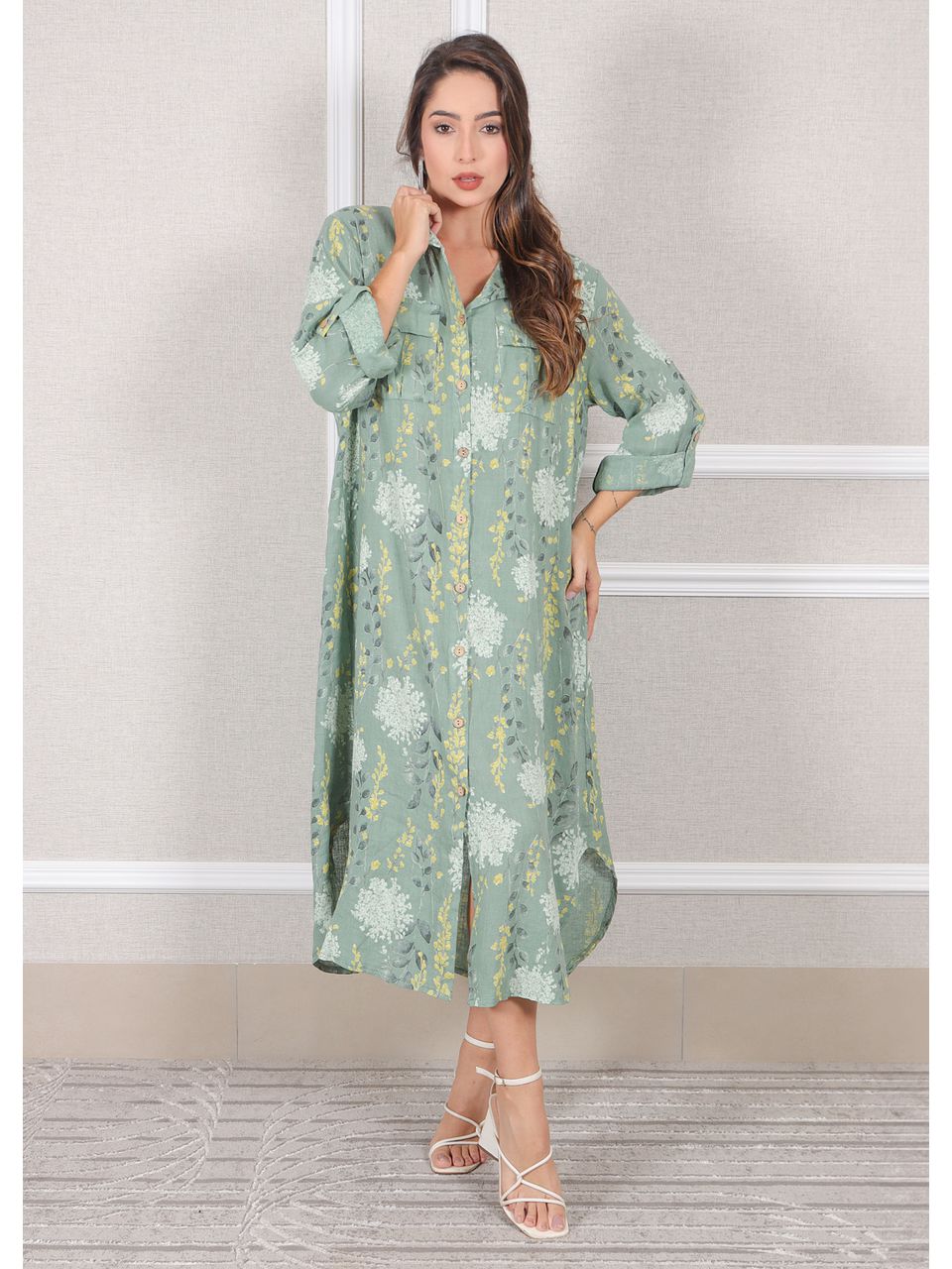 Chemise Agnes Linho Italiano Verde Menta