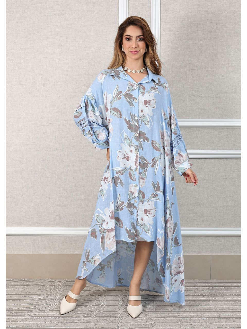 Vestido Elisa Linho Italiano Lilás .