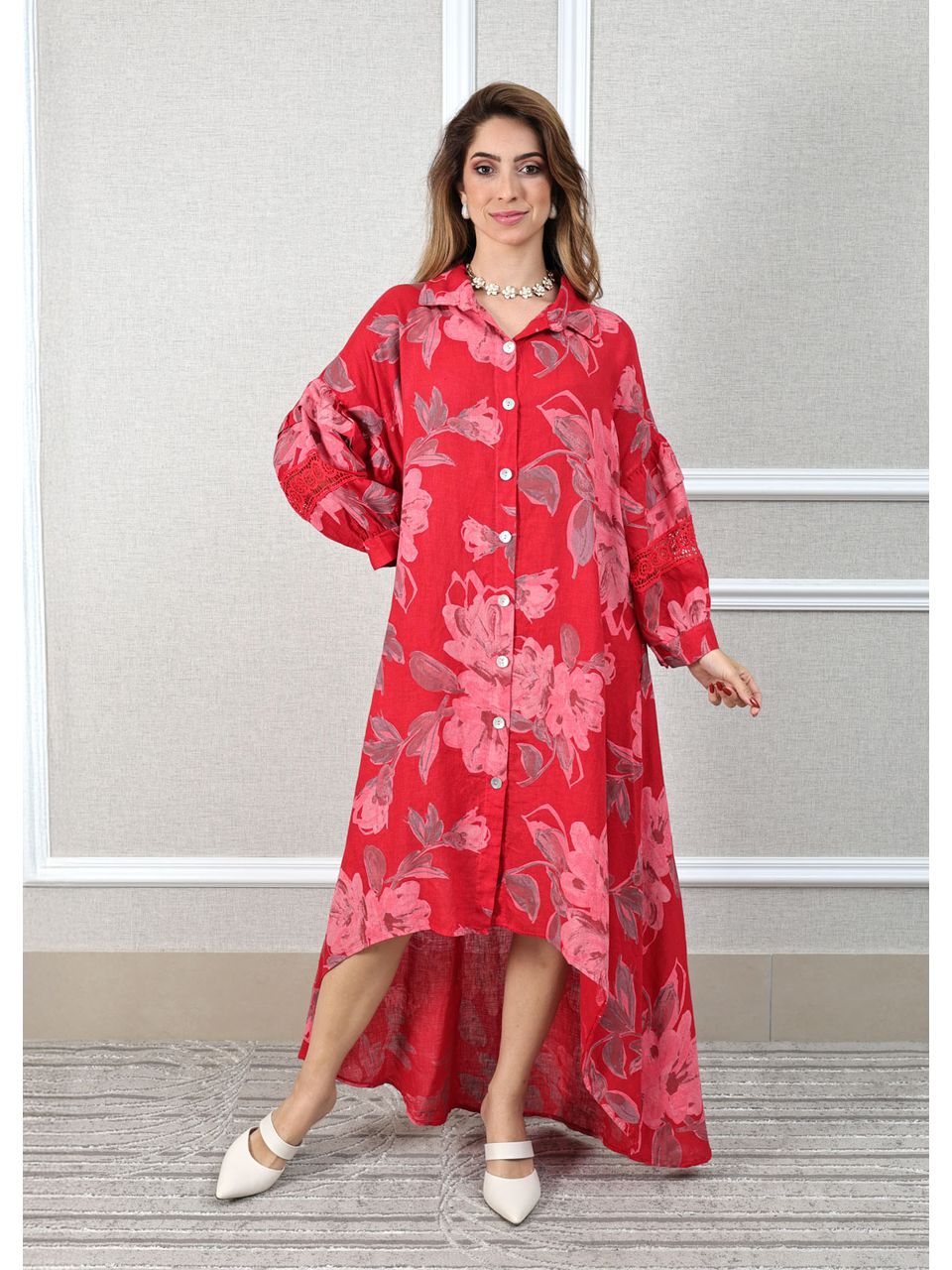 Chemise Maitê Linho Italiano Vermelho