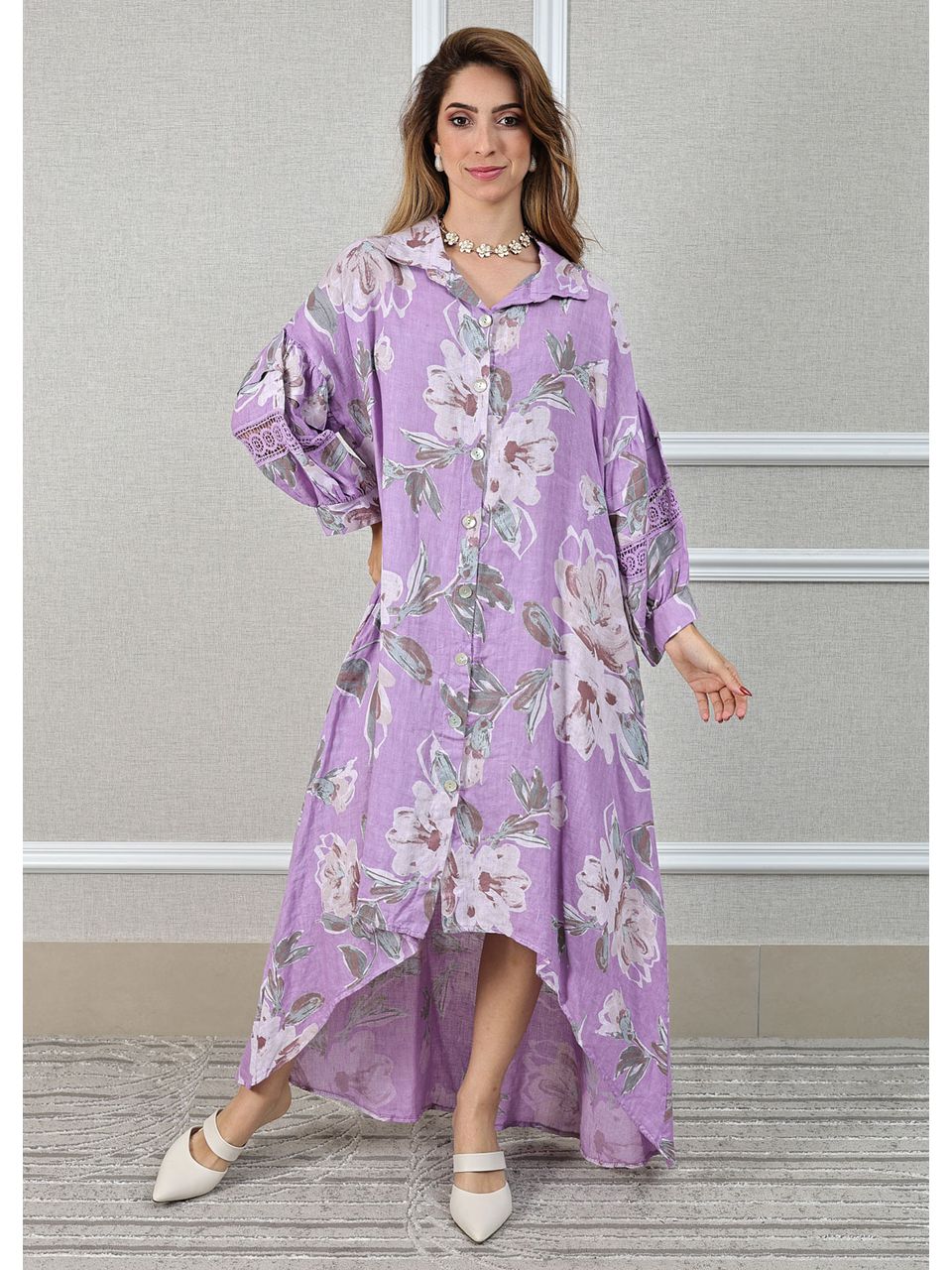 Chemise Maitê Linho Italiano Lilás